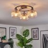 Koyoto ceiling light, globe light 37 cm Amber, clear, 3-light sources