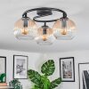 Koyoto ceiling light, globe light 37 cm Amber, clear, 3-light sources