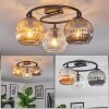 Ripoll ceiling light, globe light Amber, clear, Smoke-coloured, 3-light sources