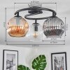 Ripoll ceiling light, globe light Amber, clear, Smoke-coloured, 3-light sources