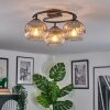 Ripoll ceiling light, globe light clear, Smoke-coloured, 3-light sources