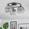 Ripoll ceiling light, globe light clear, Smoke-coloured, 3-light sources