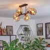 Ripoll ceiling light, globe light Amber, 6-light sources