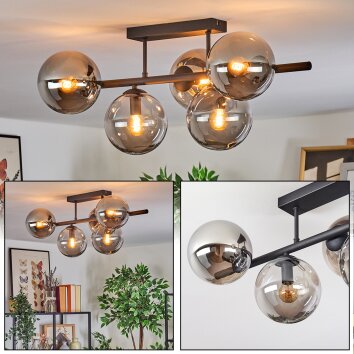 Gastor ceiling light, globe light Smoke-coloured, 5-light sources