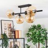 Gastor ceiling light, globe light Amber, 5-light sources