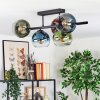 Koyoto ceiling light, globe light blue, green, clear, coppery, 5-light sources