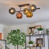 Ripoll ceiling light, globe light blue, gold, green, coppery, 5-light sources
