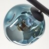 Ripoll ceiling light, globe light blue, gold, green, coppery, 5-light sources
