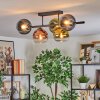 Koyoto ceiling light, globe light blue, gold, green, clear, coppery, 5-light sources