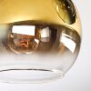 Koyoto ceiling light, globe light blue, gold, green, clear, coppery, 5-light sources
