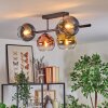 Koyoto ceiling light, globe light blue, gold, green, clear, coppery, 5-light sources