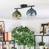 Koyoto ceiling light, globe light blue, green, clear, 2-light sources