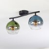 Koyoto ceiling light, globe light blue, green, clear, 2-light sources