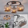 Ripoll ceiling light, globe light chrome, Smoke-coloured, 3-light sources