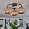 Ripoll ceiling light, globe light chrome, Smoke-coloured, 3-light sources