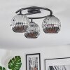 Ripoll ceiling light, globe light chrome, Smoke-coloured, 3-light sources