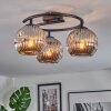 Ripoll ceiling light, globe light chrome, Smoke-coloured, 3-light sources
