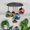 Ripoll ceiling light, globe light blue, chrome, gold, green, coppery, Smoke-coloured, 5-light sources