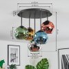 Ripoll ceiling light, globe light blue, chrome, gold, green, coppery, Smoke-coloured, 5-light sources