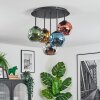 Ripoll ceiling light, globe light blue, chrome, gold, green, coppery, Smoke-coloured, 5-light sources