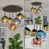 Koyoto ceiling light, globe light blue, gold, green, clear, coppery, 5-light sources