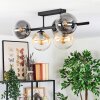 Gastor ceiling light, globe light Amber, clear, Smoke-coloured, 5-light sources