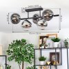 Gastor ceiling light, globe light chrome, clear, Smoke-coloured, 5-light sources