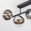 Gastor ceiling light, globe light chrome, clear, Smoke-coloured, 5-light sources
