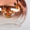 Koyoto ceiling light, globe light blue, chrome, gold, green, clear, coppery, Smoke-coloured, 5-light sources
