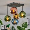 Koyoto ceiling light, globe light 37 cm blue, gold, green, coppery, 5-light sources