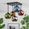 Koyoto ceiling light, globe light 37 cm blue, chrome, gold, green, coppery, Smoke-coloured, 5-light sources