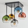 Koyoto ceiling light, globe light 37 cm blue, gold, green, clear, coppery, Smoke-coloured, 5-light sources