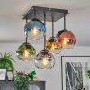 Koyoto ceiling light, globe light 37 cm blue, gold, green, clear, coppery, Smoke-coloured, 5-light sources