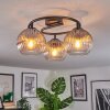 Koyoto ceiling light, globe light 37 cm clear, Smoke-coloured, 3-light sources
