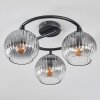 Koyoto ceiling light, globe light 37 cm clear, Smoke-coloured, 3-light sources