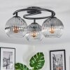 Koyoto ceiling light, globe light 37 cm clear, Smoke-coloured, 3-light sources