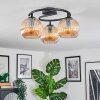 Koyoto ceiling light, globe light 37 cm Amber, 3-light sources