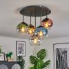 Koyoto ceiling light, globe light blue, gold, green, clear, coppery, Smoke-coloured, 5-light sources