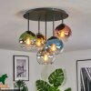Koyoto ceiling light, globe light blue, gold, green, clear, coppery, Smoke-coloured, 5-light sources