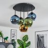 Koyoto ceiling light, globe light 45 cm blue, gold, green, 5-light sources