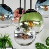 Gastor ceiling light, globe light 37 cm blue, chrome, green, clear, coppery, Smoke-coloured, 5-light sources