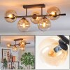 Gastor ceiling light, globe light Amber, clear, 5-light sources