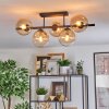 Gastor ceiling light, globe light Amber, clear, 5-light sources