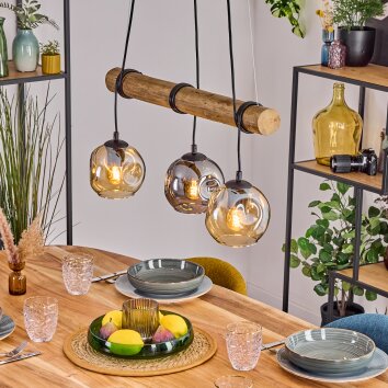 Ripoll hanging light, globe light, pendant light Ecru, black, 3-light sources