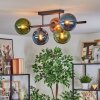 Gastor ceiling light, globe light blue, green, coppery, 5-light sources