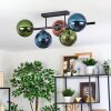 Gastor ceiling light, globe light blue, green, coppery, 5-light sources
