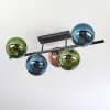 Gastor ceiling light, globe light blue, green, coppery, 5-light sources