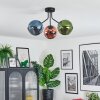 Koyoto ceiling light, globe light 42 cm blue, green, coppery, 3-light sources