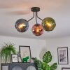 Koyoto ceiling light, globe light 42 cm blue, green, coppery, 3-light sources