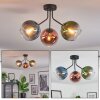 Koyoto ceiling light, globe light 42 cm blue, green, clear, coppery, 3-light sources